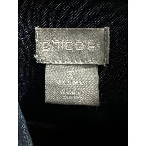 Chico’s size 3 (XL) blue button front long sleeve pockets tunic top - Picture 4 of 7